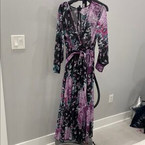 Floral Maxi Dress - Purple and Black